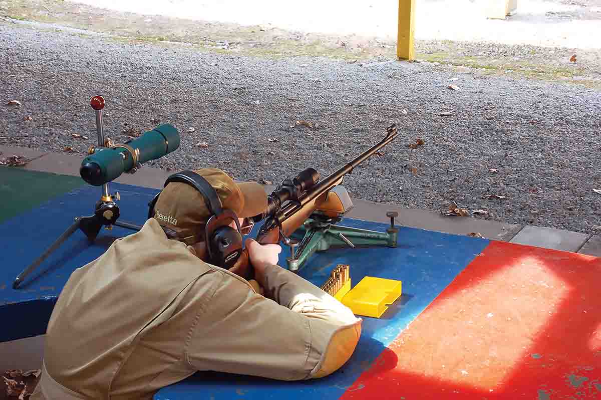 A much-used Hart Bench Rest and Randy’s favorite spotting scope, a Bausch and Lomb 30x BALscope SR. in a Freeland stand.